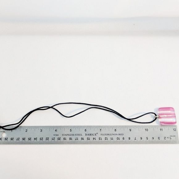 Pink Striped Hand Blown Glass Pendant Necklace